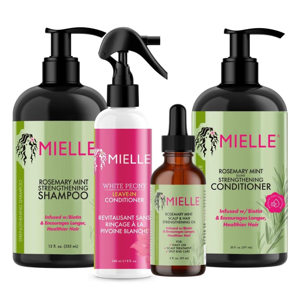 imageMielle Locs Regimen Rosemary Mint Scalp amp Hair Oil Shampoo Conditioner White Peony LeaveIn Conditioner Spray 4 Products