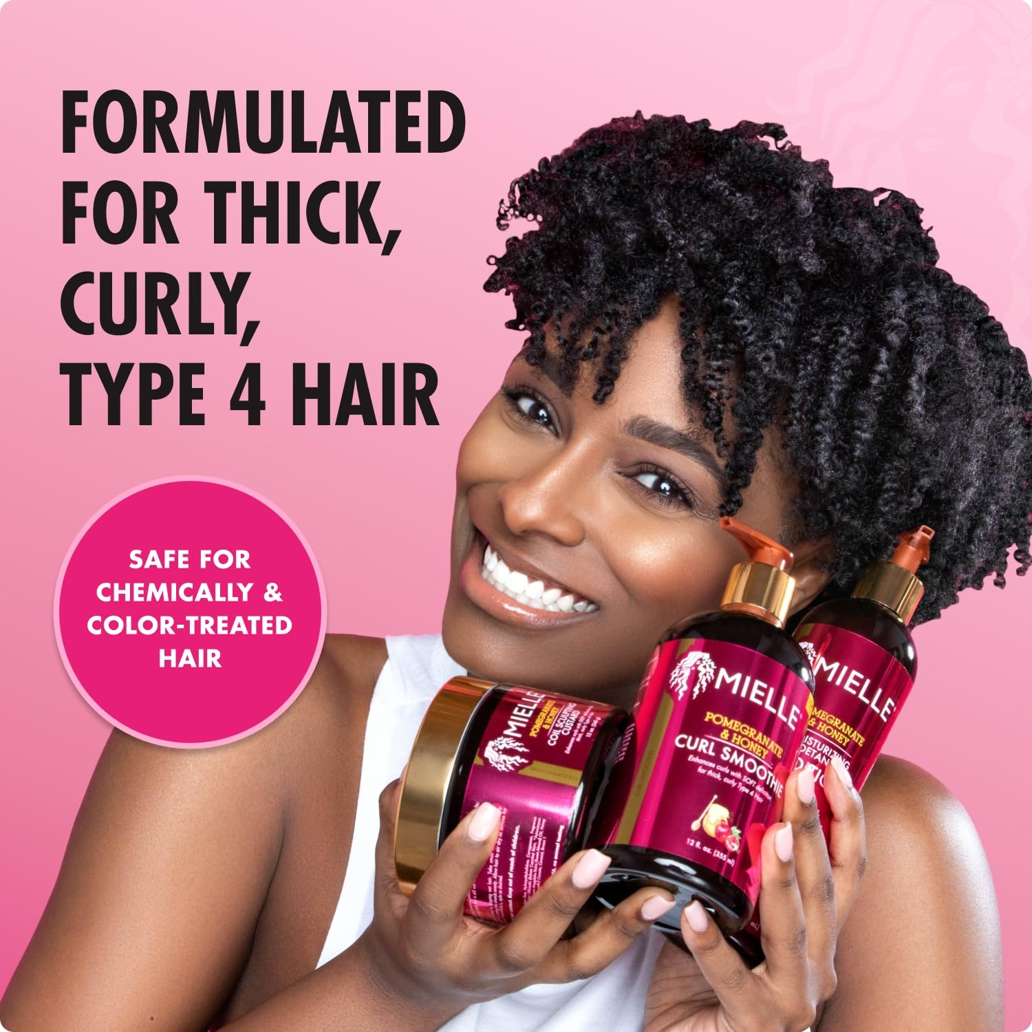 image:imageMielle 4C Styling Bundle Pomegranate Honey LeaveIn Conditioner Coil Sculpting Custard and Curl Smoothie for Curls and Coils 3 Products