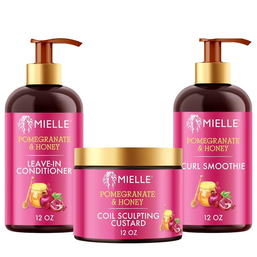 image:imageMielle 4C Styling Bundle Pomegranate Honey LeaveIn Conditioner Coil Sculpting Custard and Curl Smoothie for Curls and Coils 3 Products